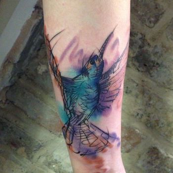 Watercolour Bird Tattoo