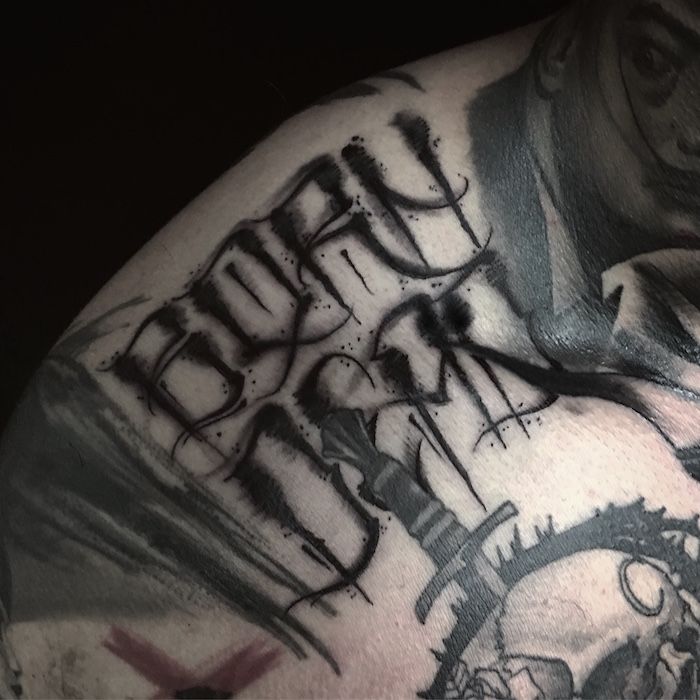 Born Dead Script Tattoo