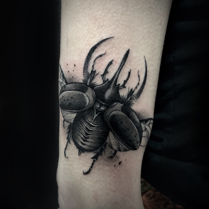 Beetle Black and Grey Tattoo