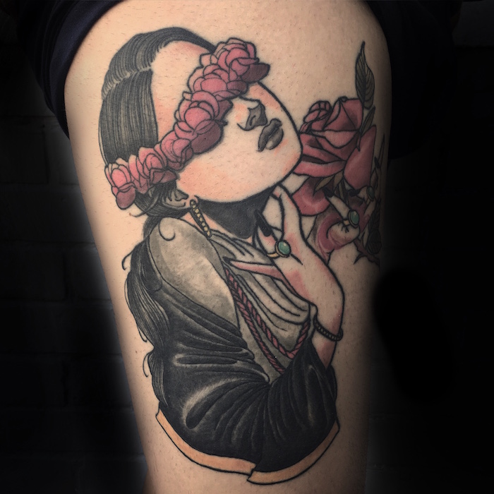 Girl and Roses Tattoo