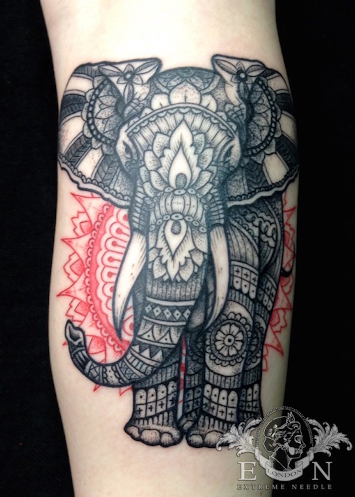 Elephant dotwork tattoo
