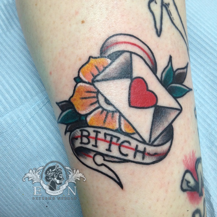 Letter traditional tattoo